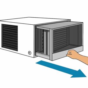sacar cubierta de aire acondicionado de ventana como si fuera gaveta